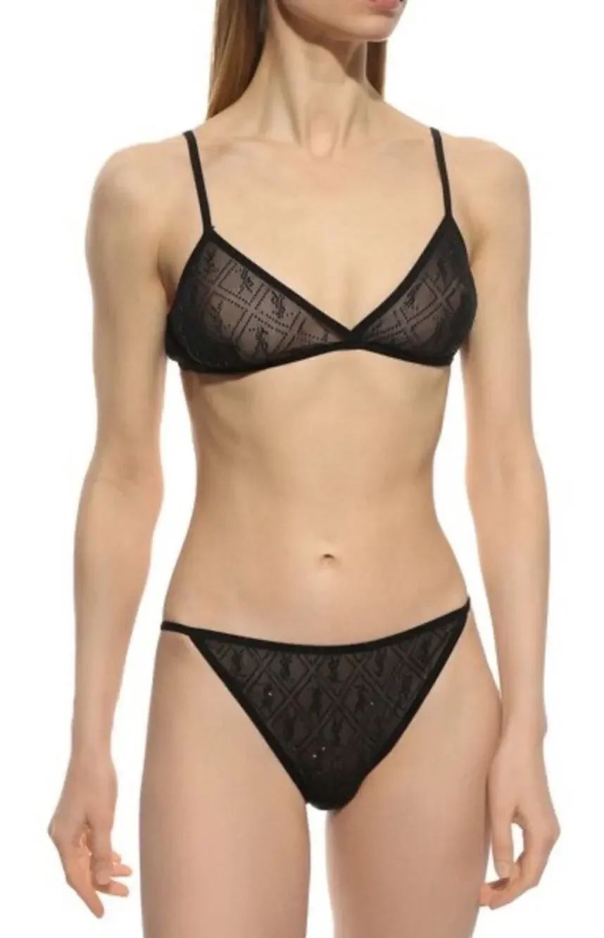NWT Saint Laurent Cassandre Rhinestone Briefs Black S Crystal Logo